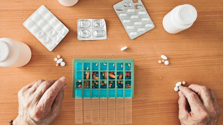 Senior Organizing Medications and Important Documents