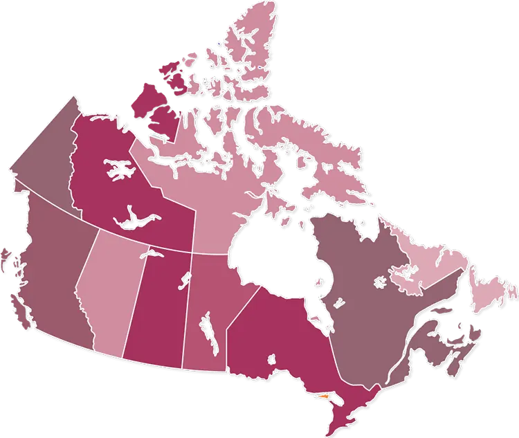 Map of Canada highlighting nationwide coverage of Senior Protection medical alert systems for seniors