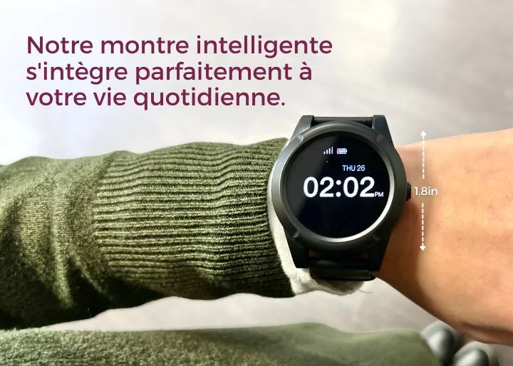 Montre d’alerte médicale Protection Séniors, portée au poignet, idéale pour les aînés ayant besoin de sécurité en déplacement au Canada